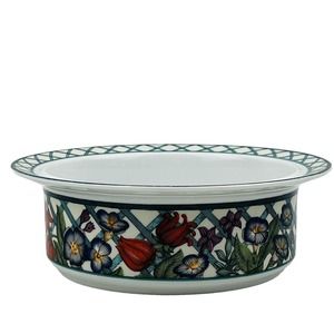 Dansk Nordic Garden Cereal Bowl Rim Fruit 6.75" Round Floral Lattice & Ribbon